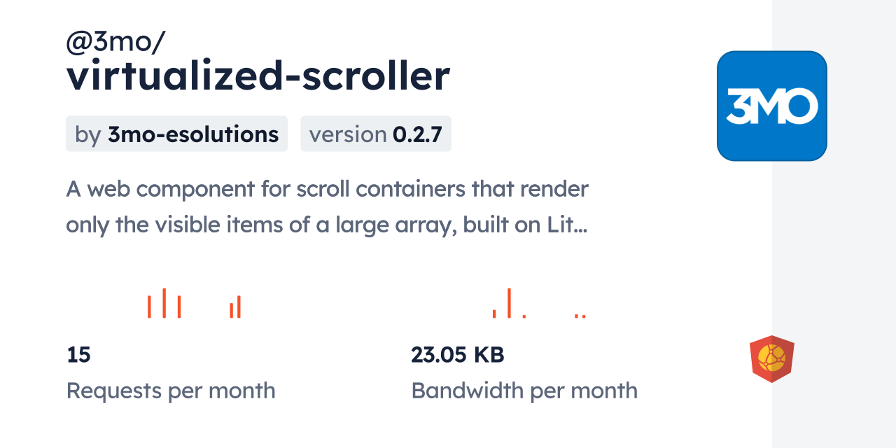 @3mo/virtualized-scroller CDN by jsDelivr - A CDN for npm and GitHub