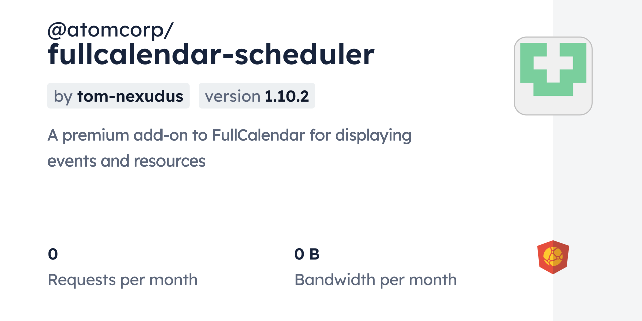 @atomcorp/fullcalendar-scheduler CDN by jsDelivr - A CDN for npm and GitHub