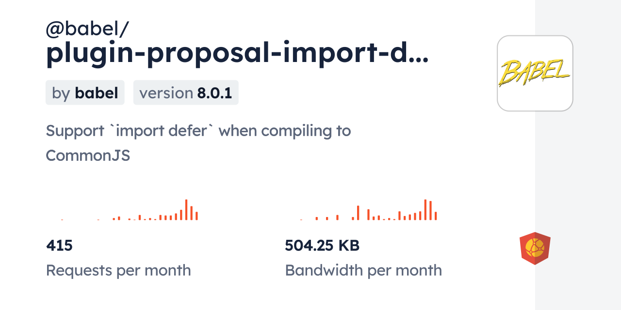 @babel/plugin-proposal-import-defer CDN by jsDelivr - A CDN for npm and ...