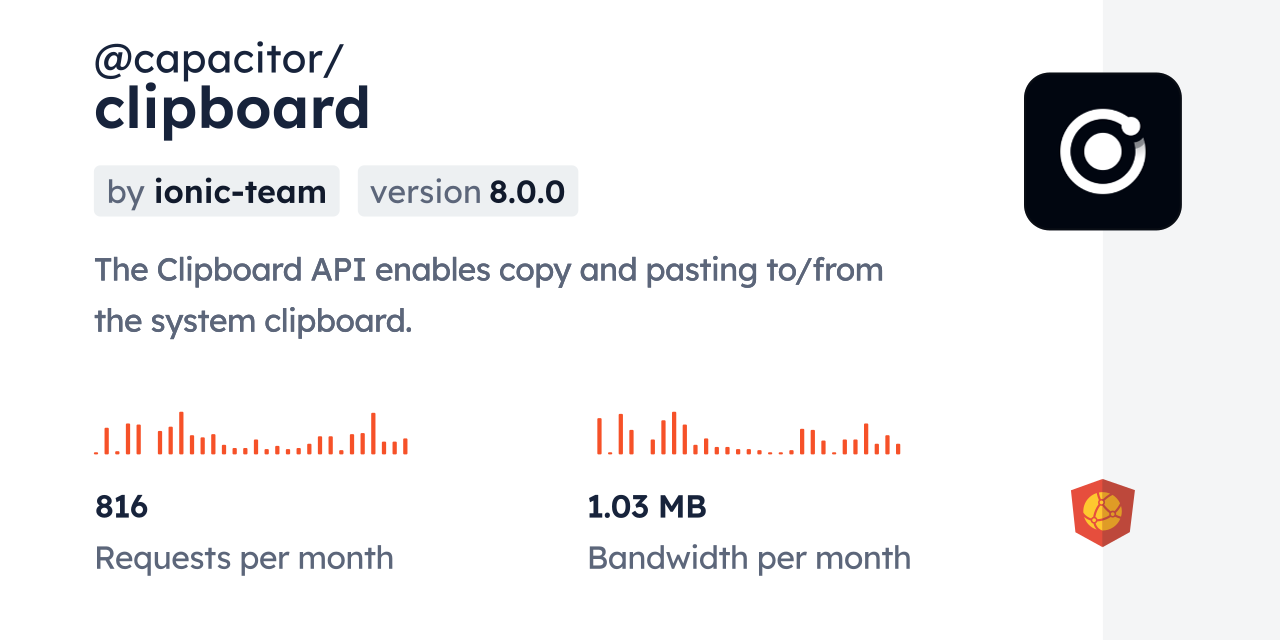 capacitor/clipboard CDN by jsDelivr A CDN for npm and GitHub