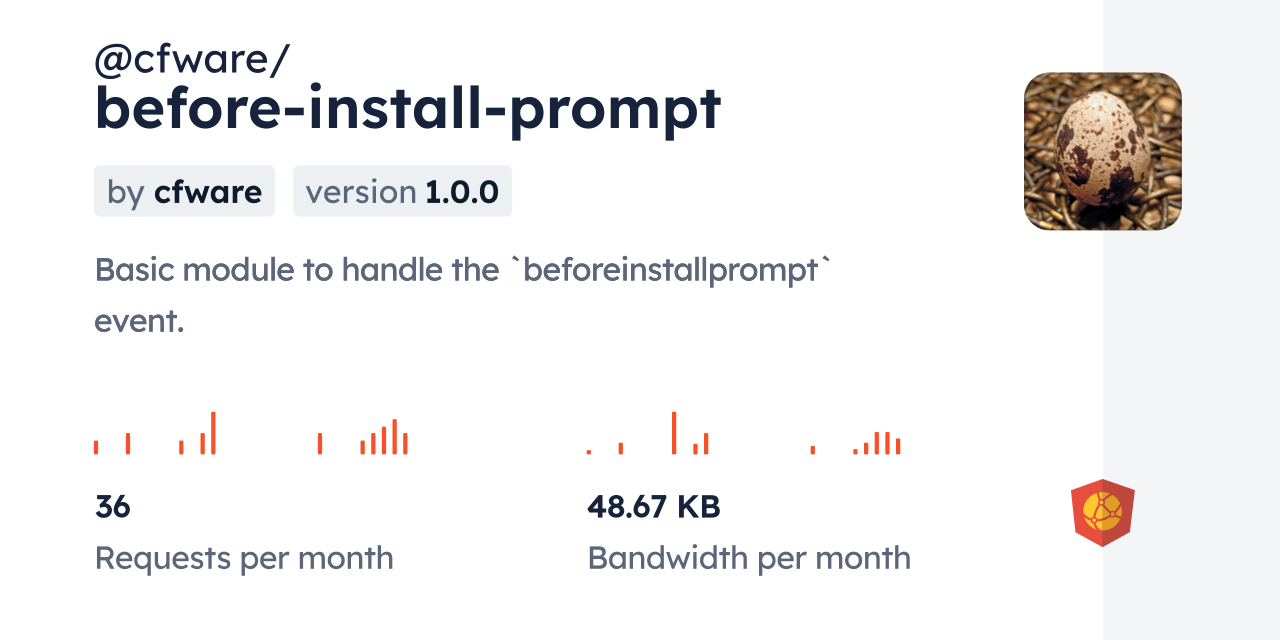 @cfware/before-install-prompt CDN by jsDelivr - A CDN for npm and GitHub