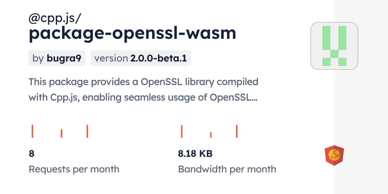 @cpp.js/package-openssl-wasm CDN by jsDelivr - A CDN for npm and GitHub