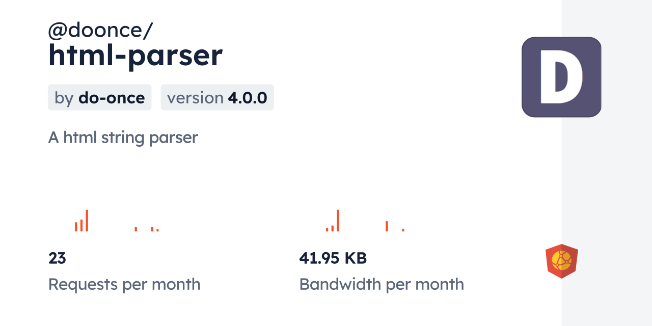 @doonce/html-parser CDN by jsDelivr - A CDN for npm and GitHub
