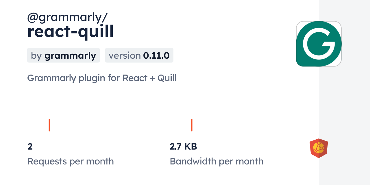 grammarly/reactquill CDN by jsDelivr A CDN for npm and GitHub
