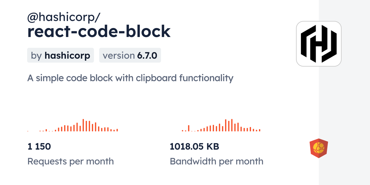 @hashicorp/react-code-block CDN by jsDelivr - A CDN for npm and GitHub