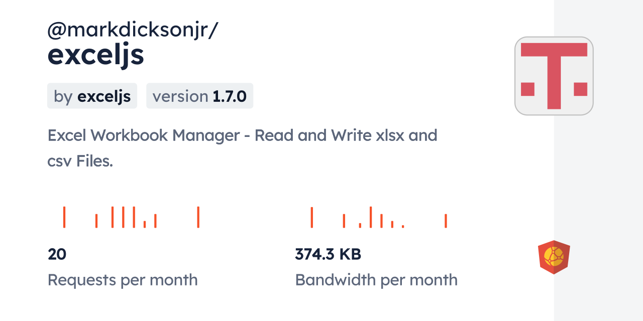 @markdicksonjr/exceljs CDN by jsDelivr - A CDN for npm and GitHub