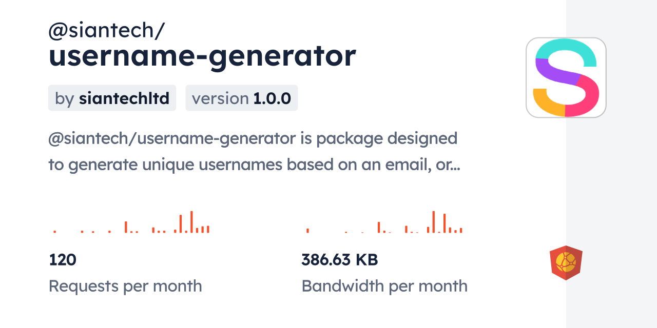 @siantech/username-generator CDN by jsDelivr - A CDN for npm and GitHub