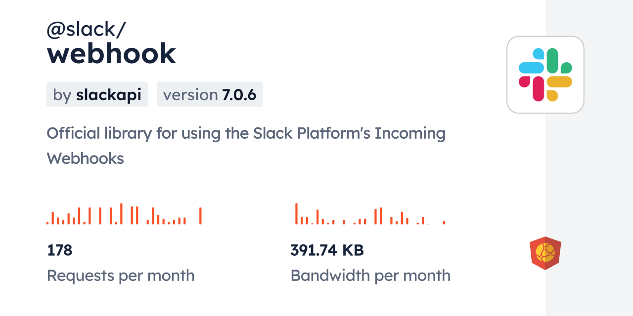 slack/webhook CDN by jsDelivr A CDN for npm and GitHub