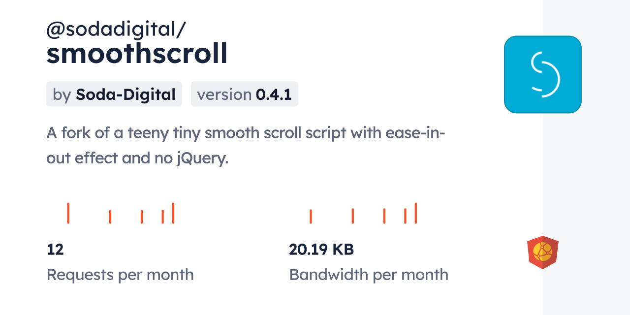 @sodadigital/smoothscroll CDN by jsDelivr - A CDN for npm and GitHub