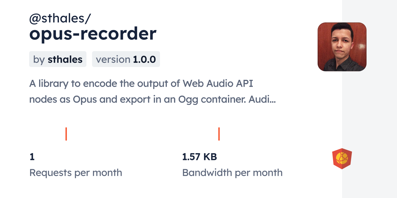 @sthales/opus-recorder CDN by jsDelivr - A CDN for npm and GitHub