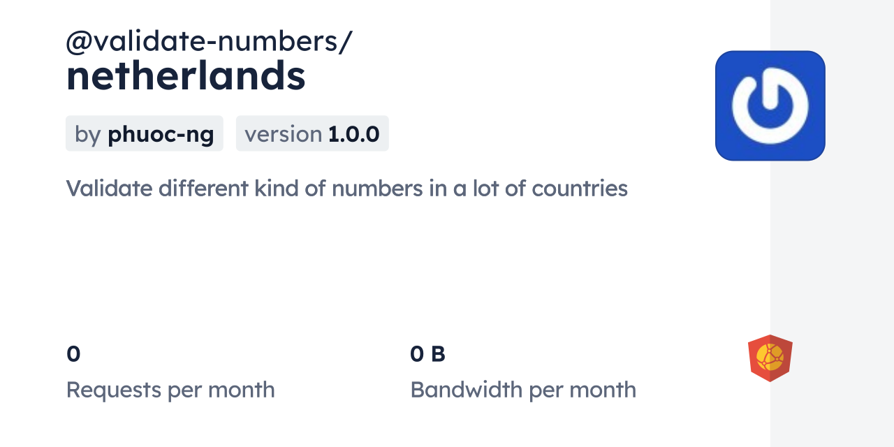 @validate-numbers/netherlands CDN by jsDelivr - A CDN for npm and GitHub