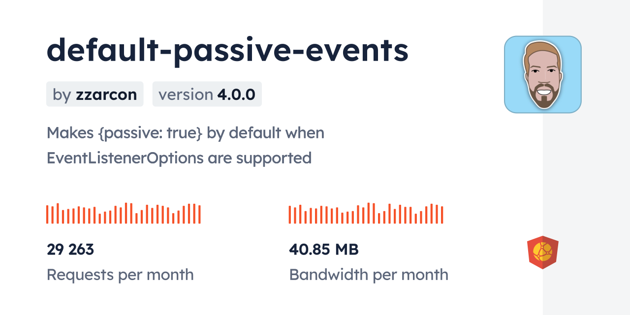 default-passive-events CDN by jsDelivr - A CDN for npm and GitHub