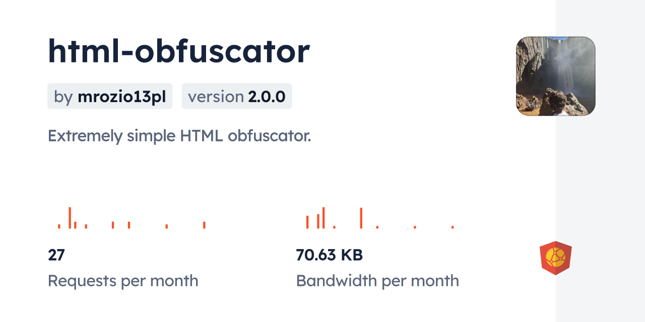 html-obfuscator CDN by jsDelivr - A CDN for npm and GitHub