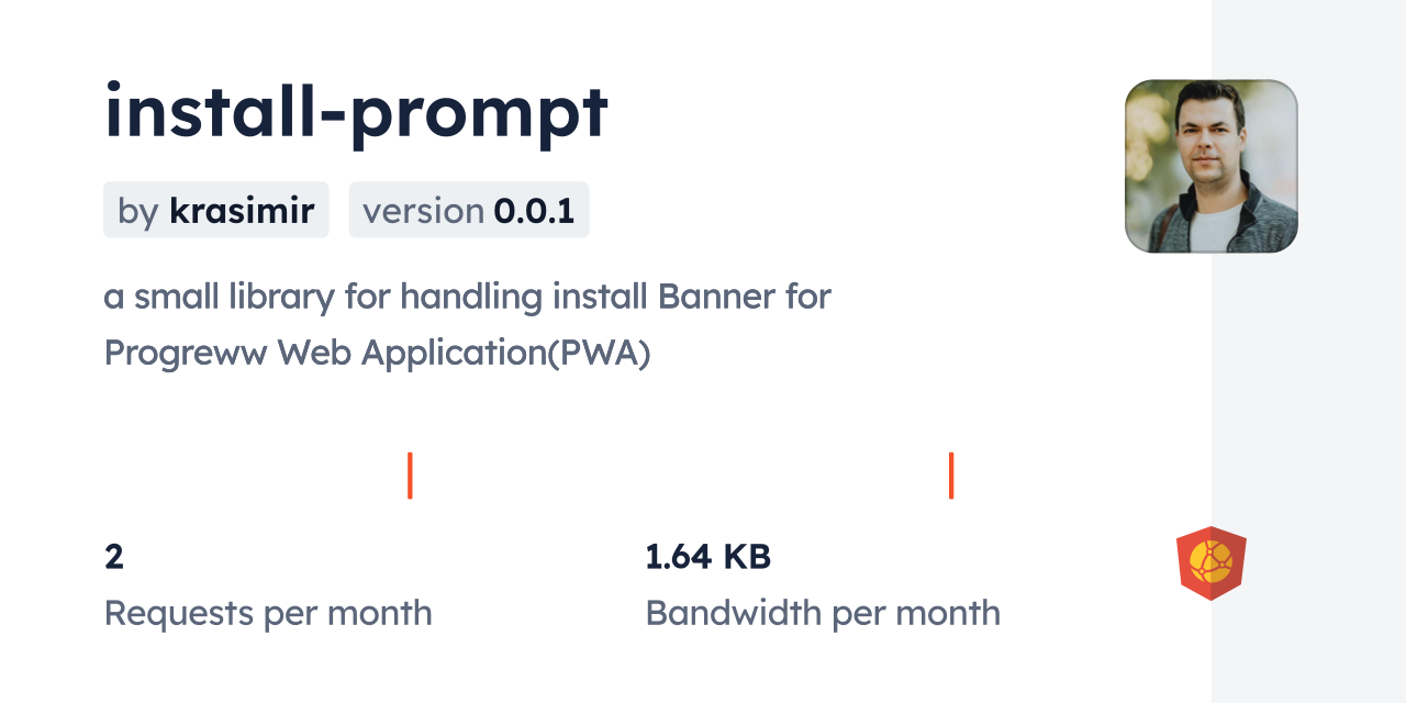 install-prompt CDN by jsDelivr - A CDN for npm and GitHub