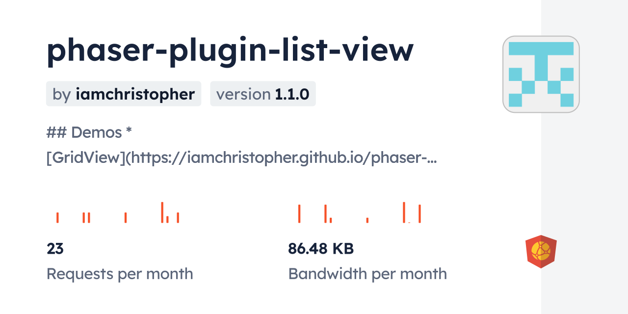 phaser-plugin-list-view CDN by jsDelivr - A CDN for npm and GitHub