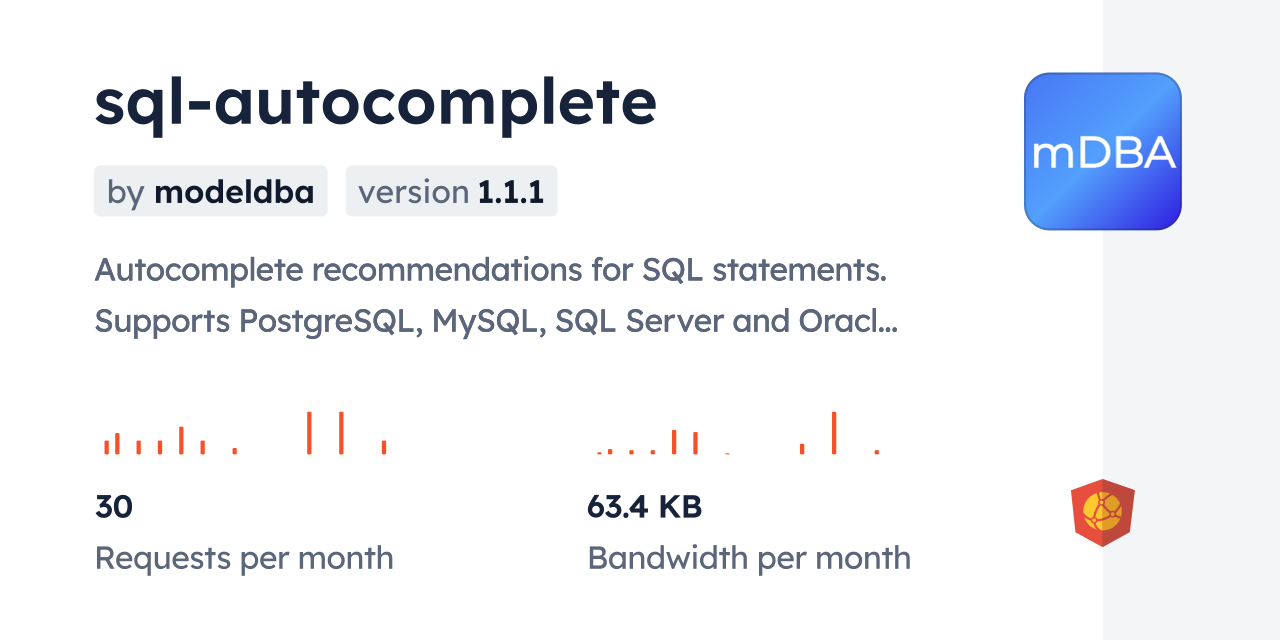 sql-autocomplete CDN by jsDelivr - A CDN for npm and GitHub