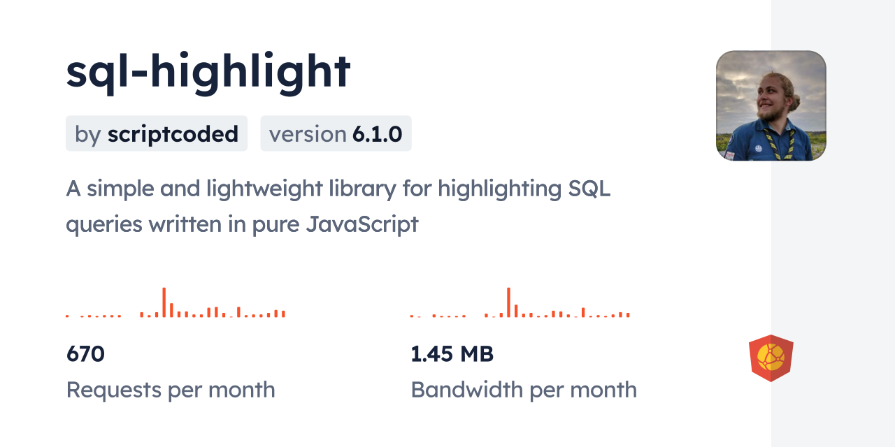 sql-highlight CDN by jsDelivr - A CDN for npm and GitHub