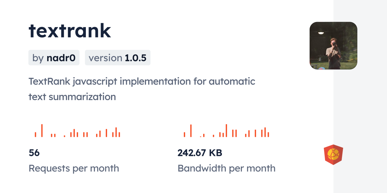textrank CDN by jsDelivr - A CDN for npm and GitHub