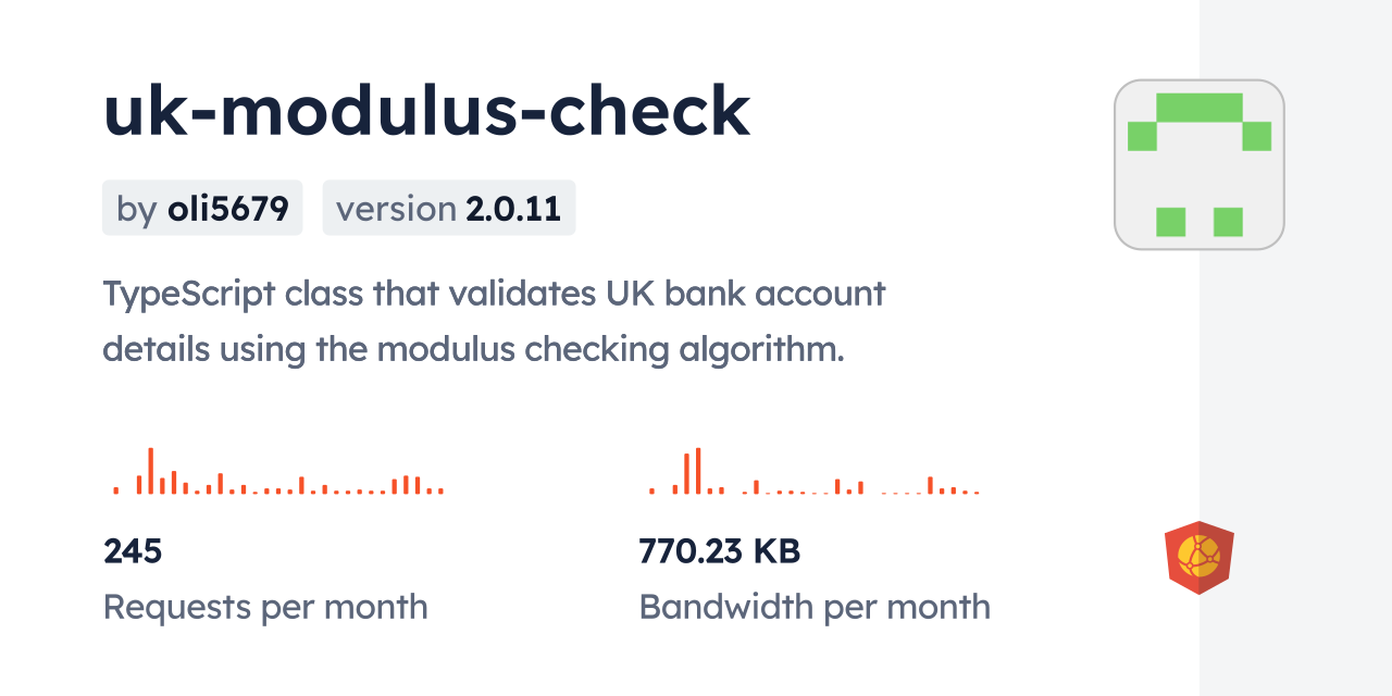 uk-modulus-check CDN by jsDelivr - A CDN for npm and GitHub