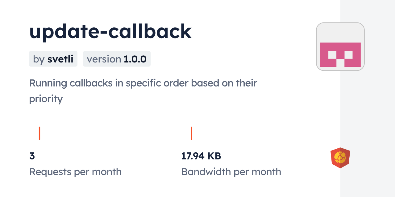 update-callback CDN by jsDelivr - A CDN for npm and GitHub